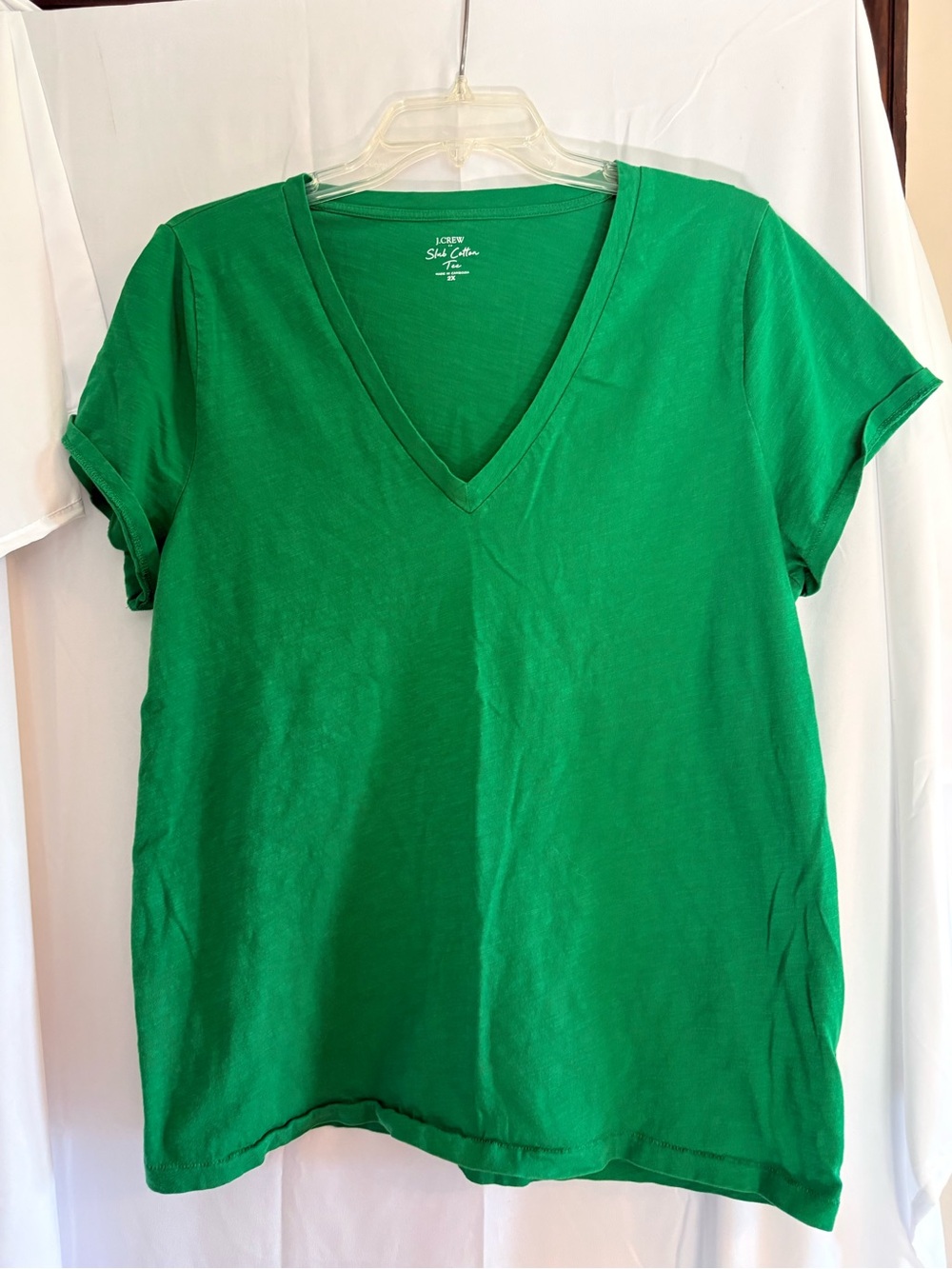 J. Crew V-Neck Short Sleeve Tee in Bright Green